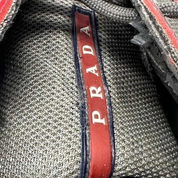 Prada Red & Gray America's Cup Leather Sneaker Size 10 - Picture 8 of 13